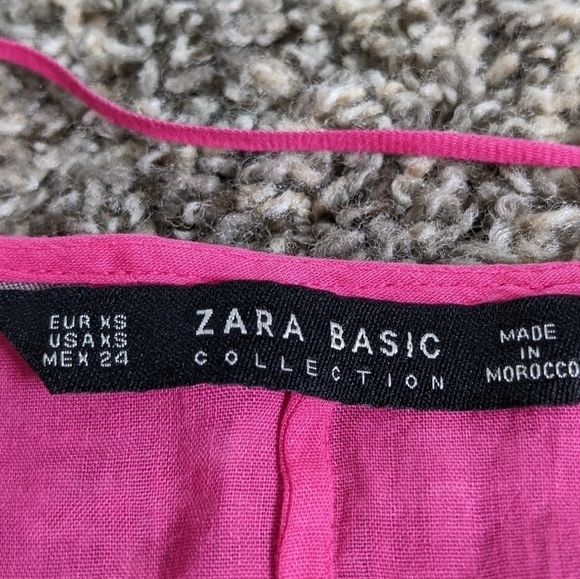 ✨3/$15 NWT Zara pink ruffle sleeve button up blouse XS - Picture 7 of 8